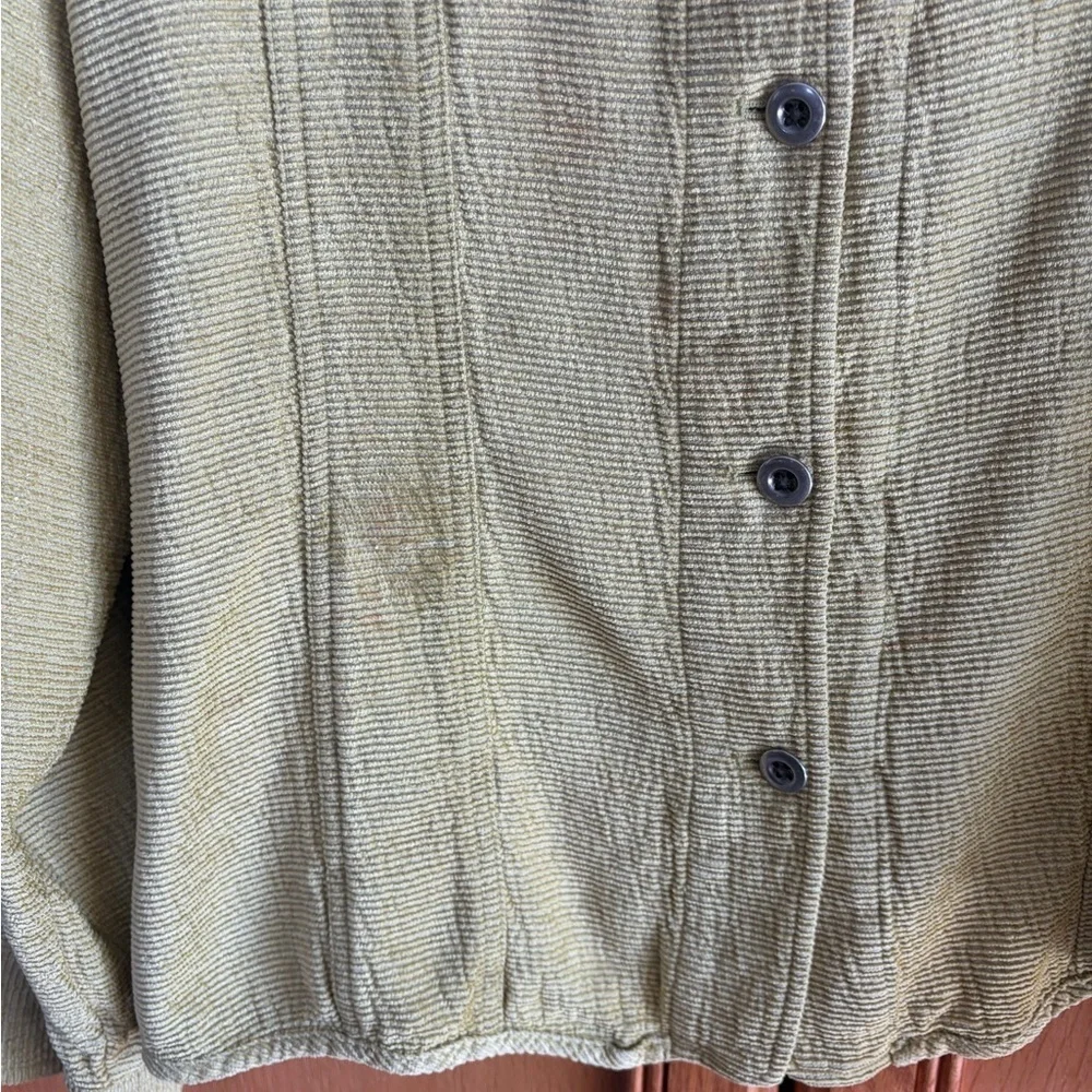 Chico's Light Green Button-Up Shirt Jacket size 3=large